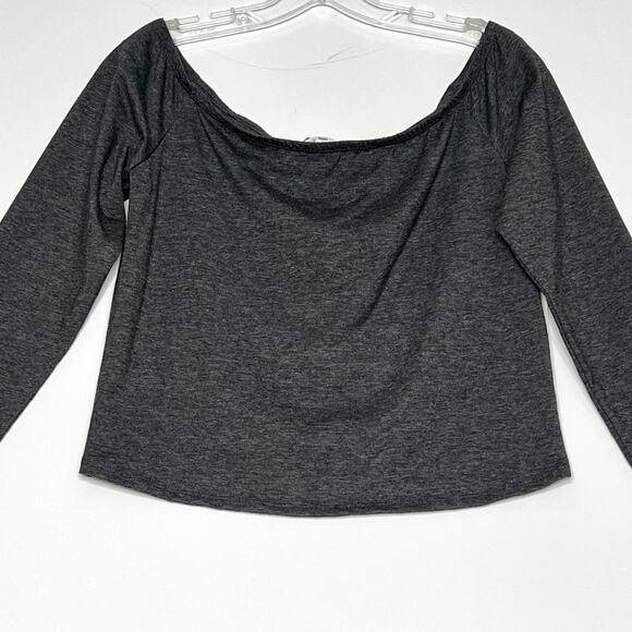 BP Long Sleeve Off The Shoulder Fitted Crop Top Grey Womens XL - Picture 5 of 11